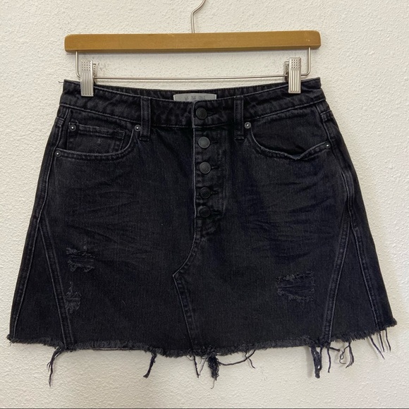 Free People Dresses & Skirts - Free People We The Free Distressed Black Demin Skirt Size 26